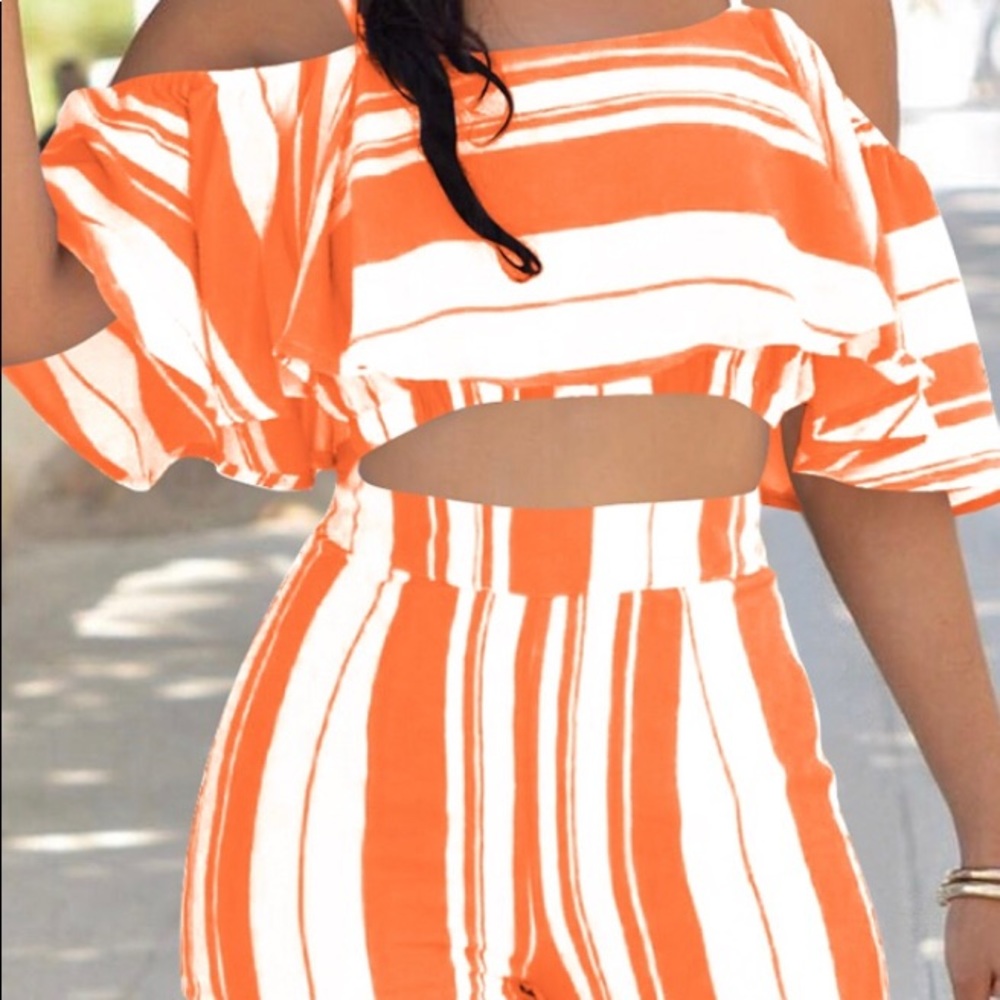 Orange & White Short Set